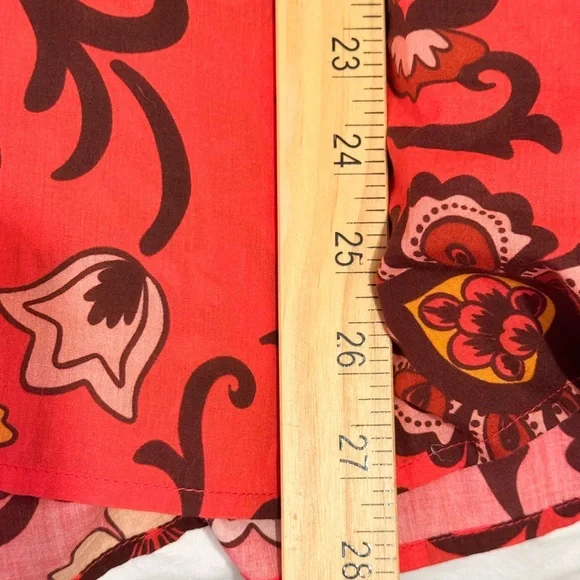 Cara Cara Luxe Bohemian Cotton Floral Red Women's PeasantTop Sz L - Picture 9 of 11